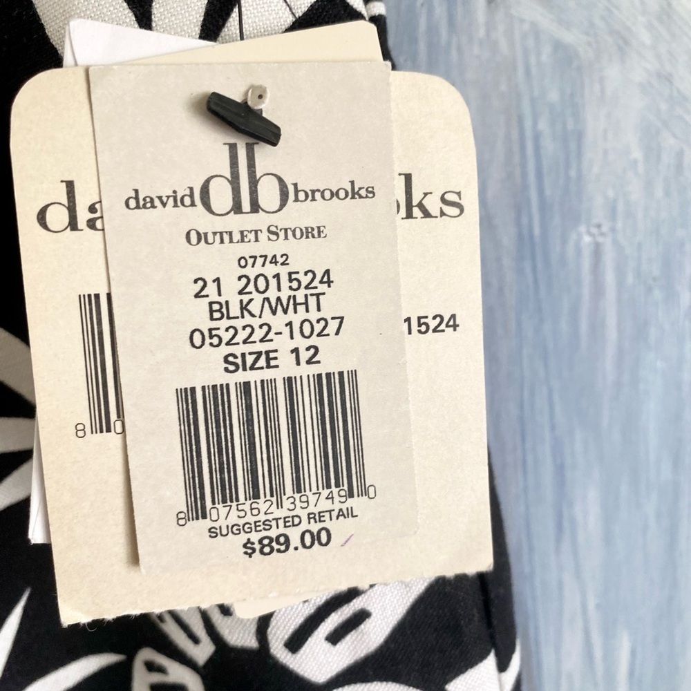 David Brooks Black and Cream Linen Blend Pants - Picture 11 of 11